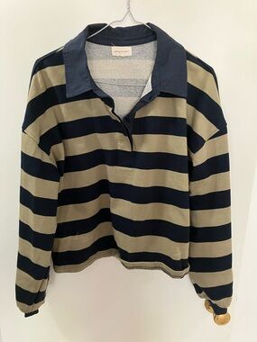 Thread & Supply Navy and Olive Striped Rugby Shirt